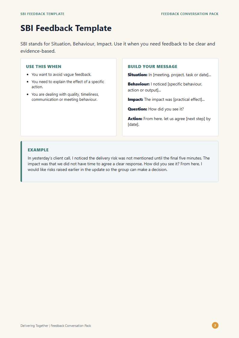 Preview of the SBI feedback template