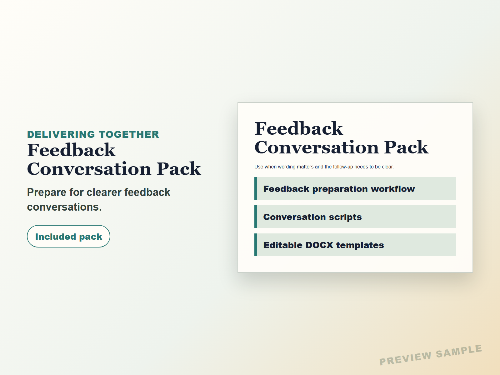 Feedback Conversation Pack preview within the Manager Toolkit Starter Bundle