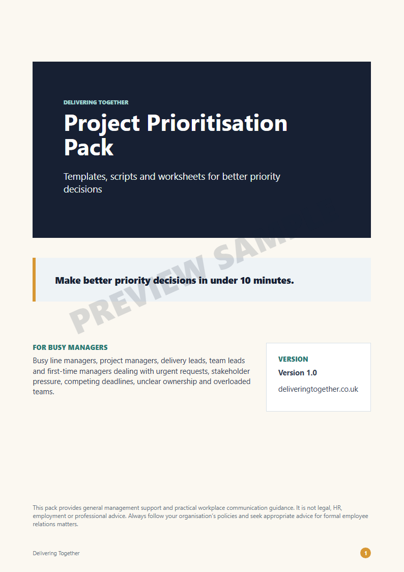 Project Prioritisation Pack cover preview showing the paid toolkit style