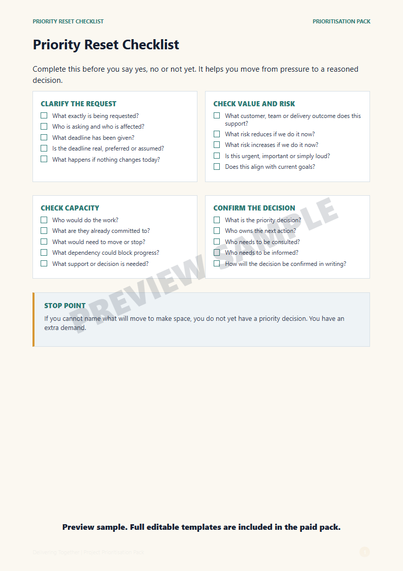 Priority Reset Checklist preview