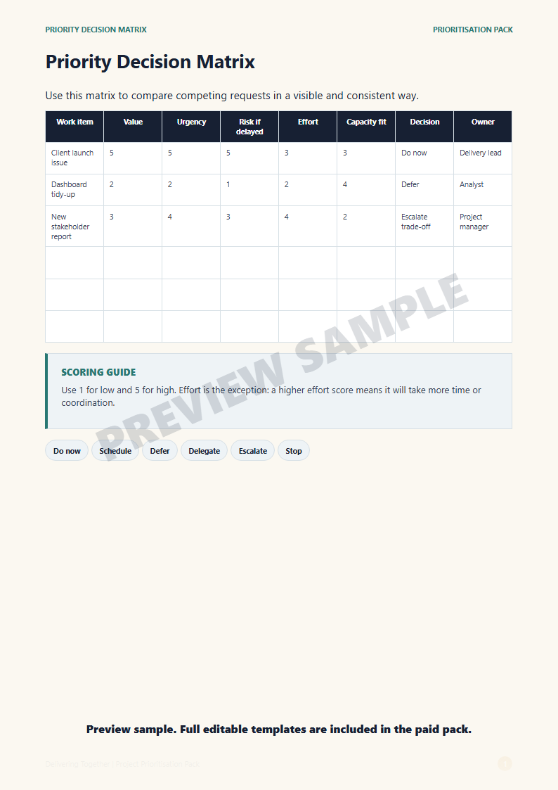 Priority Decision Matrix preview
